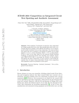 ICDAR 2021 Competition on Integrated Circuit Text Spotting and Aesthetic
  Assessment