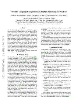 Oriental Language Recognition (OLR) 2020: Summary and Analysis