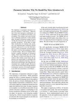 Parameter Selection: Why We Should Pay More Attention to It