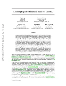 Learning Expected Emphatic Traces for Deep RL