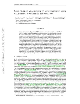 Source-Free Adaptation to Measurement Shift via Bottom-Up Feature
  Restoration