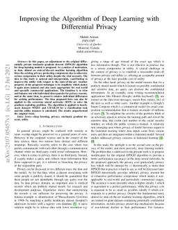 Improving the Algorithm of Deep Learning with Differential Privacy