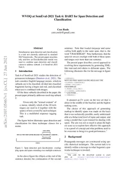 WVOQ at SemEval-2021 Task 6: BART for Span Detection and Classification
