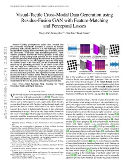 Visual-Tactile Cross-Modal Data Generation using Residue-Fusion GAN with
  Feature-Matching and Perceptual Losses