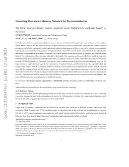 Denoising User-aware Memory Network for Recommendation