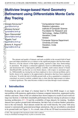 Multi-view Image-based Hand Geometry Refinement using Differentiable
  Monte Carlo Ray Tracing