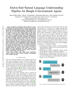 End-to-End Natural Language Understanding Pipeline for Bangla
  Conversational Agents