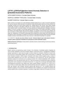 LATTE: LSTM Self-Attention based Anomaly Detection in Embedded
  Automotive Platforms