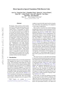 Direct speech-to-speech translation with discrete units