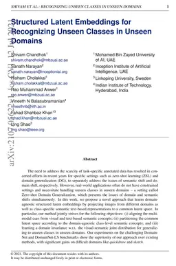 Structured Latent Embeddings for Recognizing Unseen Classes in Unseen
  Domains