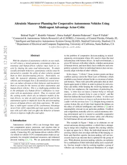 Altruistic Maneuver Planning for Cooperative Autonomous Vehicles Using Multi-agent Advantage Actor-Critic