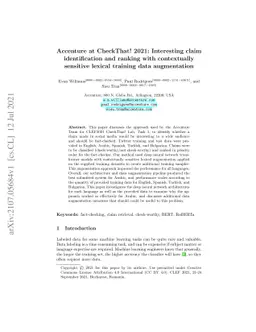 Accenture at CheckThat! 2021: Interesting claim identification and
  ranking with contextually sensitive lexical training data augmentation