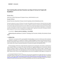 How Could Equality and Data Protection Law Shape AI Fairness for People
  with Disabilities?