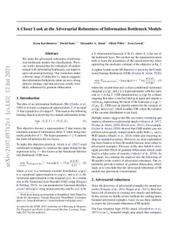 A Closer Look at the Adversarial Robustness of Information Bottleneck
  Models