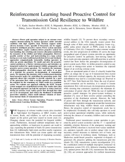Reinforcement Learning based Proactive Control for Transmission Grid
  Resilience to Wildfire