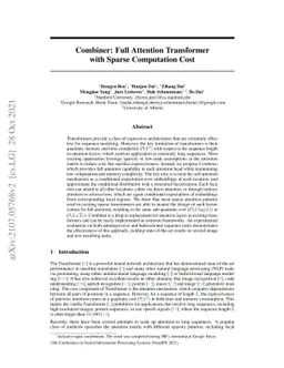 Combiner: Full Attention Transformer with Sparse Computation Cost