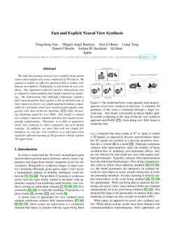Fast and Explicit Neural View Synthesis