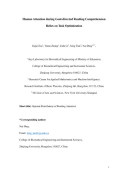 Human Attention during Goal-directed Reading Comprehension Relies on
  Task Optimization