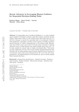 Recent Advances in Leveraging Human Guidance for Sequential
  Decision-Making Tasks
