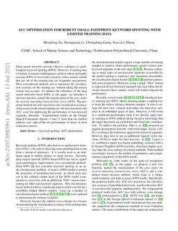 AUC Optimization for Robust Small-footprint Keyword Spotting with
  Limited Training Data