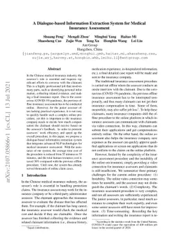 A Dialogue-based Information Extraction System for Medical Insurance
  Assessment