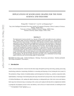 Applications of knowledge graphs for food science and industry