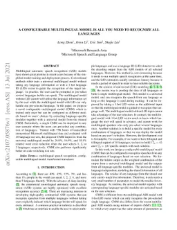 A Configurable Multilingual Model is All You Need to Recognize All
  Languages