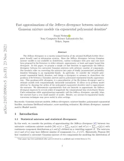 Fast approximations of the Jeffreys divergence between univariate
  Gaussian mixture models via exponential polynomial densities