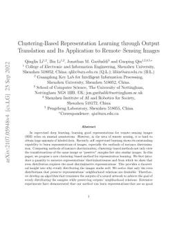 Clustering-Based Representation Learning through Output Translation and
  Its Application to Remote--Sensing Images