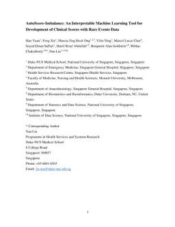 AutoScore-Imbalance: An interpretable machine learning tool for
  development of clinical scores with rare events data