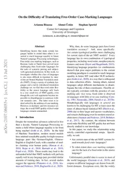 On the Difficulty of Translating Free-Order Case-Marking Languages