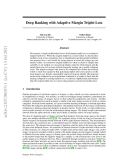 Deep Ranking with Adaptive Margin Triplet Loss