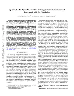 OpenCDA:An Open Cooperative Driving Automation Framework Integrated with
  Co-Simulation