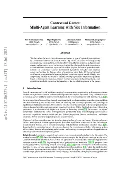 Contextual Games: Multi-Agent Learning with Side Information