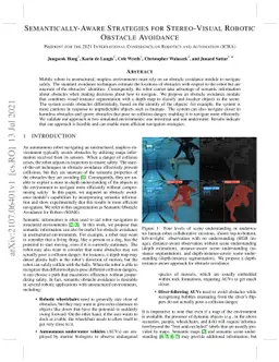 Semantically-Aware Strategies for Stereo-Visual Robotic Obstacle
  Avoidance