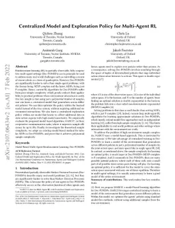 Centralized Model and Exploration Policy for Multi-Agent RL