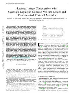 Learned Image Compression with Gaussian-Laplacian-Logistic Mixture Model
  and Concatenated Residual Modules