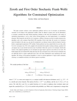 Zeroth and First Order Stochastic Frank-Wolfe Algorithms for Constrained
  Optimization