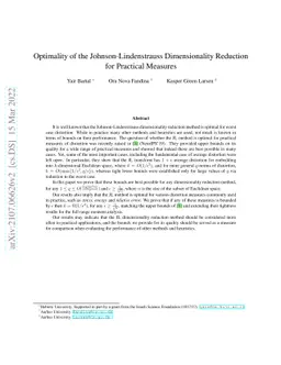 Optimality of the Johnson-Lindenstrauss Dimensionality Reduction for
  Practical Measures