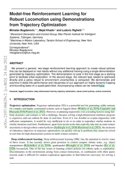 Model-free Reinforcement Learning for Robust Locomotion using
  Demonstrations from Trajectory Optimization