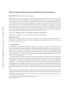 Online Evaluation Methods for the Causal Effect of Recommendations