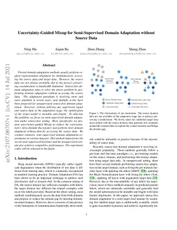 Uncertainty-Guided Mixup for Semi-Supervised Domain Adaptation without
  Source Data