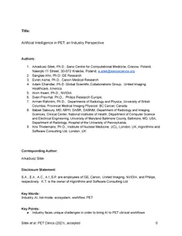 Artificial Intelligence in PET: an Industry Perspective