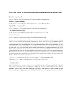BERT Fine-Tuning for Sentiment Analysis on Indonesian Mobile Apps
  Reviews