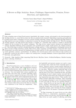 A Review on Edge Analytics: Issues, Challenges, Opportunities, Promises,
  Future Directions, and Applications