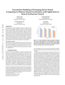 Uncertainty Modeling of Emerging Device-based Computing-in-Memory Neural
  Accelerators with Application to Neural Architecture Search