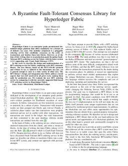 A Byzantine Fault-Tolerant Consensus Library for Hyperledger Fabric