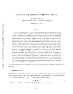 On sure early selection of the best subset