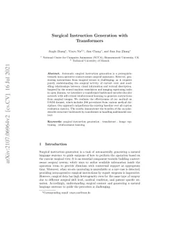 Surgical Instruction Generation with Transformers