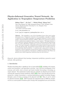 Physics-informed generative neural network: an application to
  troposphere temperature prediction